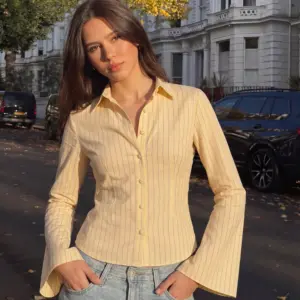 Flared Sleeve Fitted Shirt - Yellow
